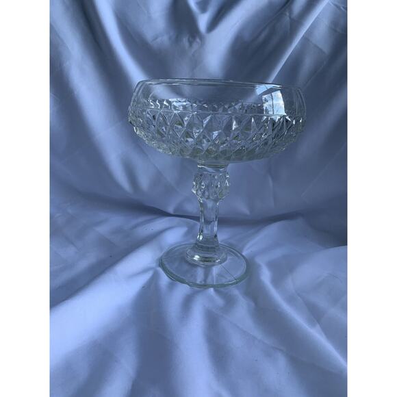 Indiana Glass Diamond Point Compote Vintage Pedestal Bowl Candy Dish - Picture 9 of 16